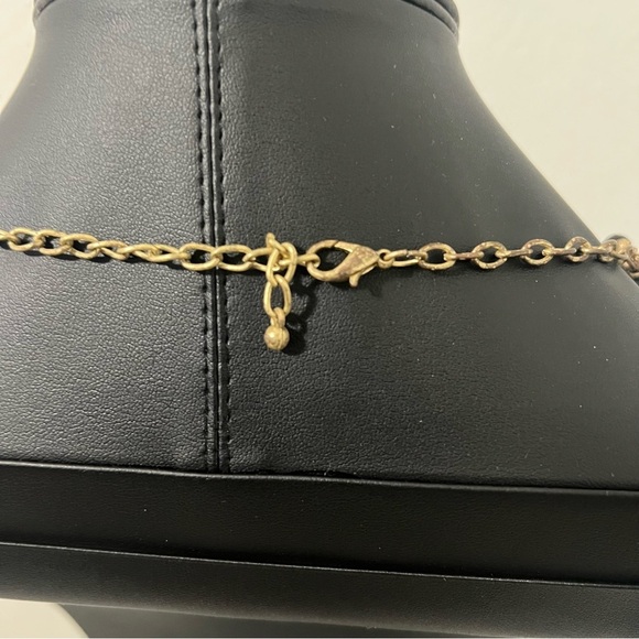 Vintage 3 Strand Necklace Gold Toned Smokey Rhinestones Clear & Black Beads - Picture 4 of 8